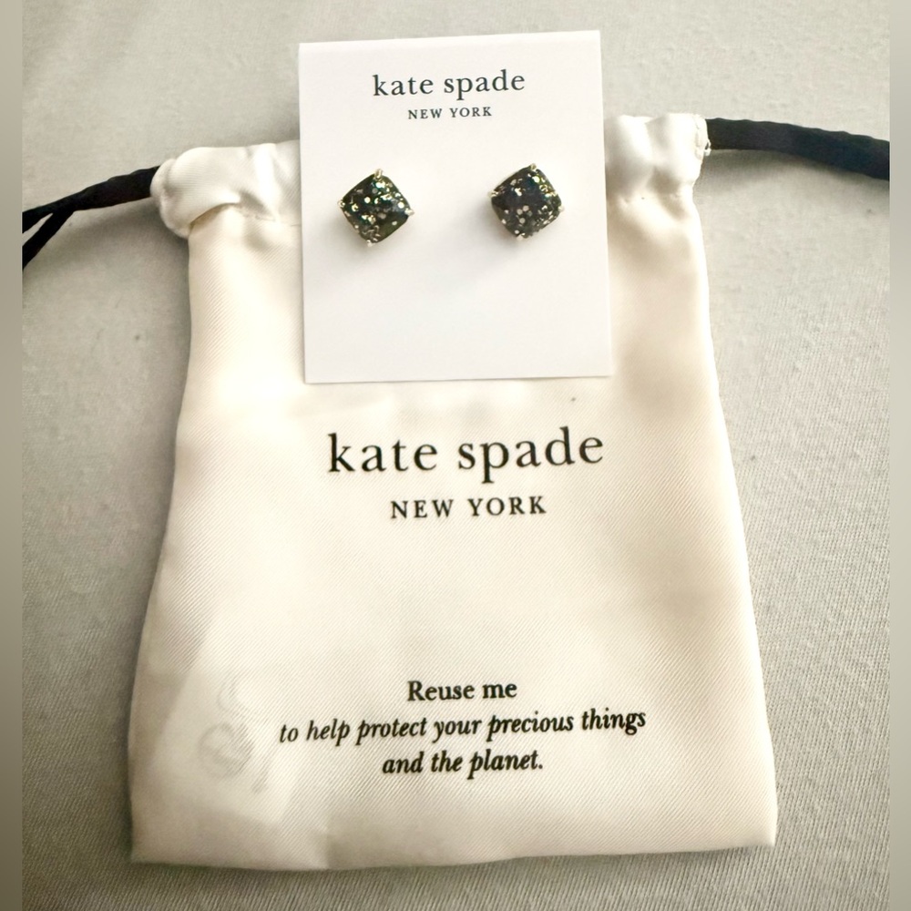 kate spade Black Glitter Cube Stud Earrings
